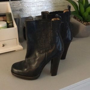 Frye Black Leather Ankle Boots